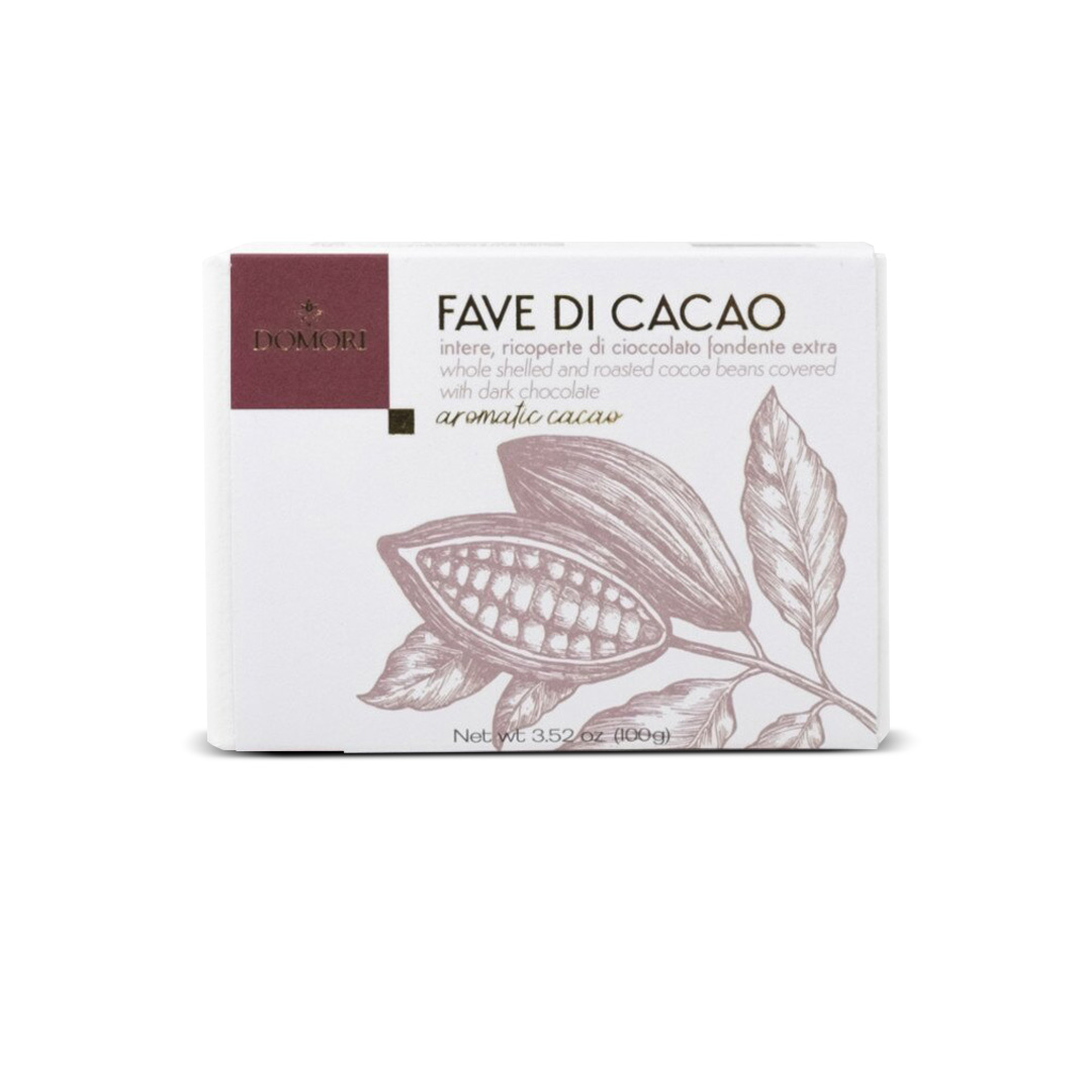 Fave di cacao Domori ricoperte di cioccolato fondente